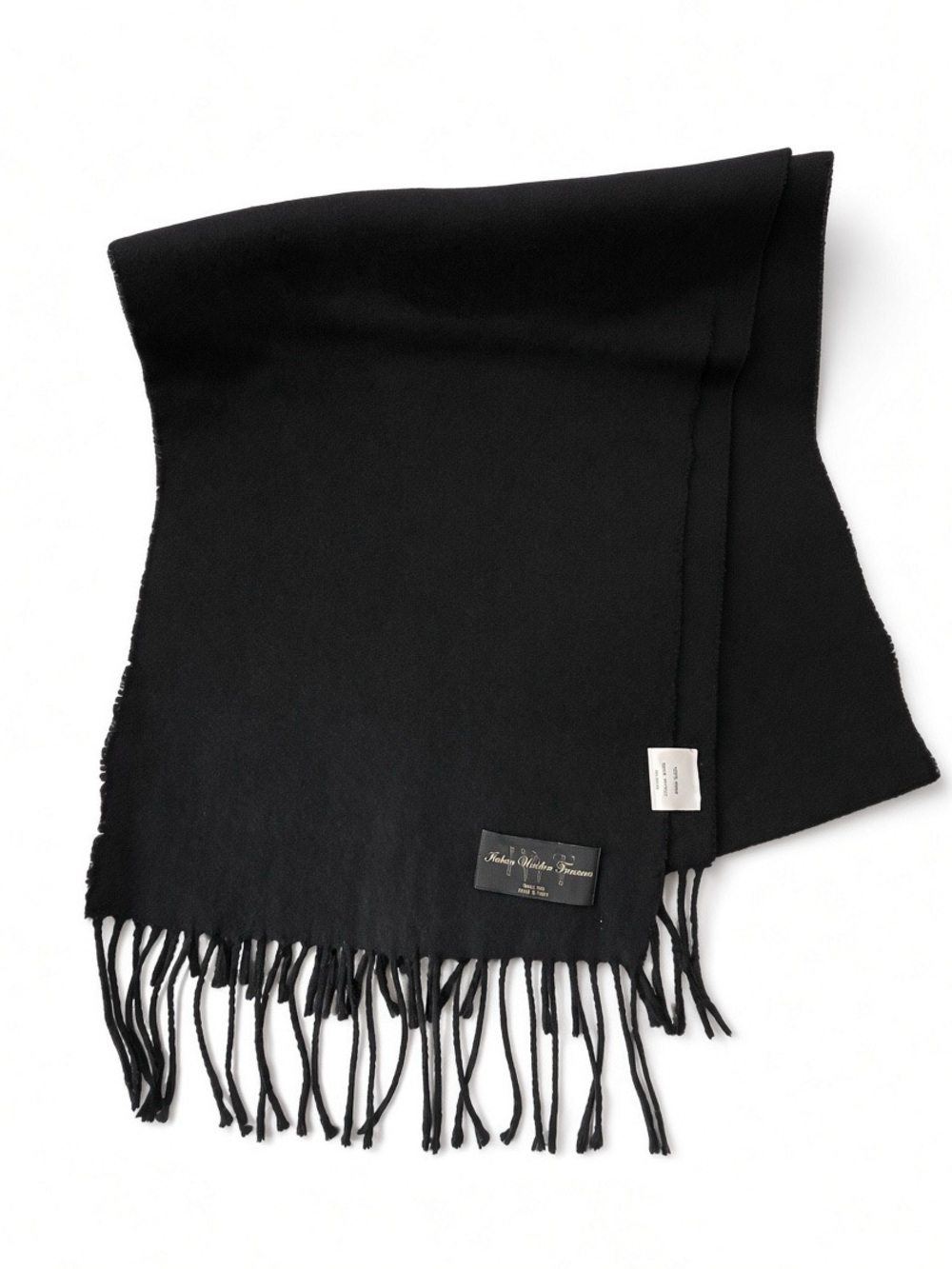 Italian 100% Wool Black Scarf 12”X 60” Excellent Condition Made In Tuscany Italy